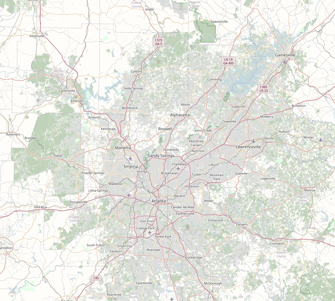 Map of North Georgia showing Inner Management communities