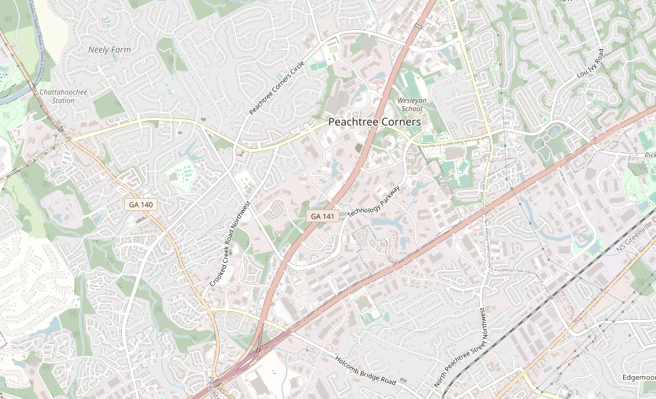 Map showing the Inner Management office in Peachtree Corners